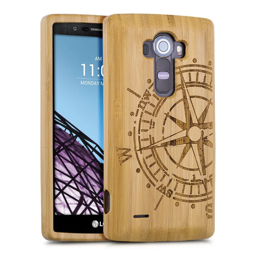 Natural bamboo case for the LG G4 Design compass in light brown