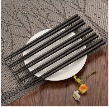 

wholesale 500 pair Japanese sushi hashi chopsticks long alloy sticks household kitchen anti resable black chop sticks.