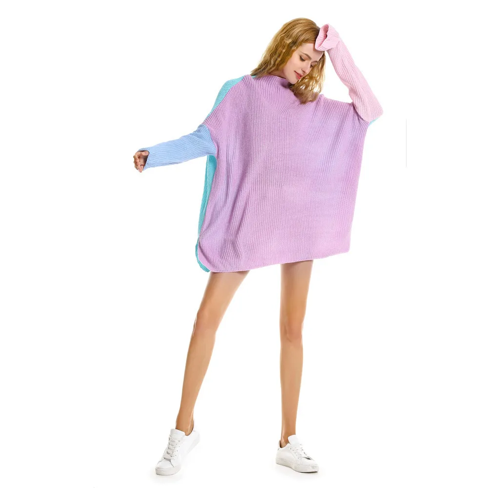 Sovalro Autumn Winter Long Casual Hit color Batwing Sleeve Sweater Turtleneck Full sleeve Color patchwork Side split Jumper
Sovalro Autumn Winter Long Casual Hit color Batwing Sleeve Sweater Turtleneck Full sleeve Color patchwork Side split Jumper