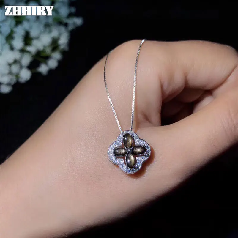 ZHHIRY ожерелье с натуральным сапфировым драгоценным камнем и подвеской из