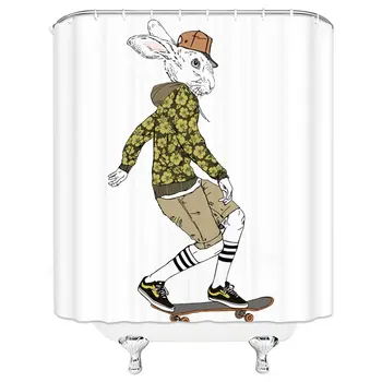 Fashion Design Cute Rabbit Sliding Skateboard Pattern Hanging Shower Curtain Waterproof Mildew Polyester Fabric Home Bathroom
Fashion Design Cute Rabbit Sliding Skateboard Pattern Hanging Shower Curtain Waterproof Mildew Polyester Fabric Home Bathroom