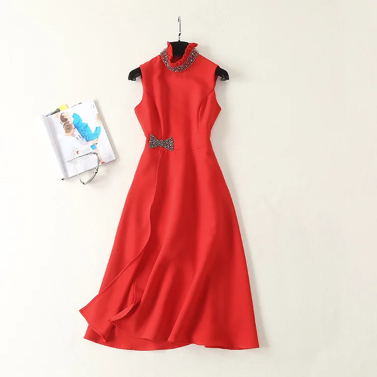 Runway Designer 2019 Spring Summer Dress women's SlBeading elegant Bow Party Dress Work Clothing Sleeveless vintage dresses
Runway Designer 2019 Spring Summer Dress women's SlBeading elegant Bow Party Dress Work Clothing Sleeveless vintage dresses