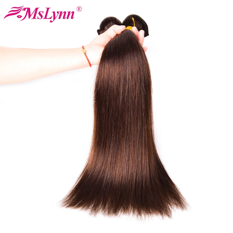 alt#2 Peruvian Straight Hair Bundles Dark Brown 100% Human Hair Bundles 4 Bundle Deals Mslynn Hair Non Remy Hair Weave Double Weft