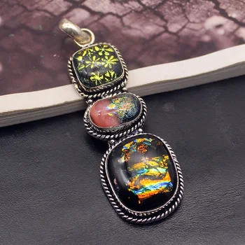Beautiful Natural 925 Sterling Silver Color Dichroic Glass Charms Pendant Necklace Jewelry 3 INCH TF185
Beautiful Natural 925 Sterling Silver Color Dichroic Glass Charms Pendant Necklace Jewelry 3 INCH TF185