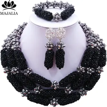 Majalia Luxury Nigeria Wedding African Beads Jewelry Set Silver and Black Crystal Necklace Bridal Jewelry Sets 1TY026
Majalia Luxury Nigeria Wedding African Beads Jewelry Set Silver and Black Crystal Necklace Bridal Jewelry Sets 1TY026
