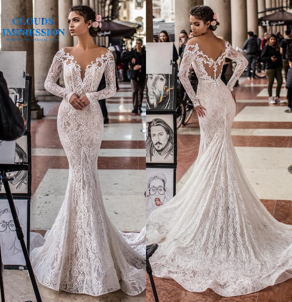Sexy long Sleeve Mermaid Wedding Dresses 2019 Lace V neck Bridal Gown Vestido De Noiva Plus Size Reserved Robe de mariee
Sexy long Sleeve Mermaid Wedding Dresses 2019 Lace V neck Bridal Gown Vestido De Noiva Plus Size Reserved Robe de mariee