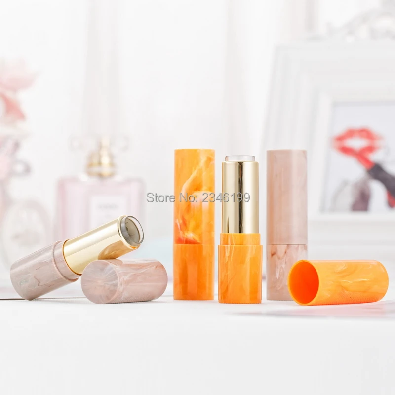 Empty Lipstick Tube 12.1 Irregular Marbling Lip Balm Tube Yellow Erose Jade Pattern Lipstick Container Empty Lip Balm Tube