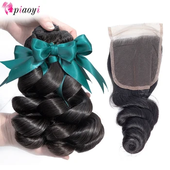 Brazilian Loose Wave Bundles With Closure Loose Curl Bundles With Closure Human Hair Bundles With Closure 4 Pcs Remy Piaoyi 
Brazilian Loose Wave Bundles With Closure Loose Curl Bundles With Closure Human Hair Bundles With Closure 4 Pcs Remy Piaoyi