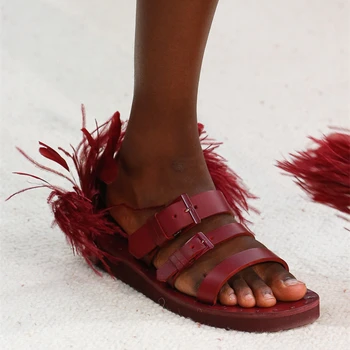 European Runway Studed Feather Slippers Flat Platform Open Toe Strappy Shoes Summer Beach Sandals Vacation Shoes Women
European Runway Studed Feather Slippers Flat Platform Open Toe Strappy Shoes Summer Beach Sandals Vacation Shoes Women