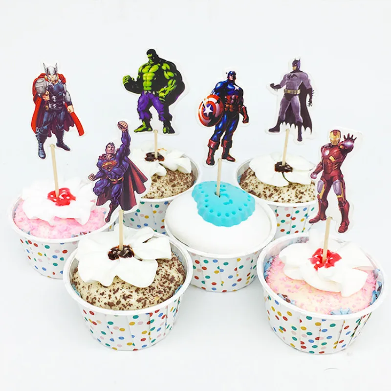 24pcs The Avengers Cupcake Toppers Theme Party Ice Cream Cake Topper Cake Flags With Bamboo stick Birthday Party Supplies
24pcs The Avengers Cupcake Toppers Theme Party Ice Cream Cake Topper Cake Flags With Bamboo stick Birthday Party Supplies