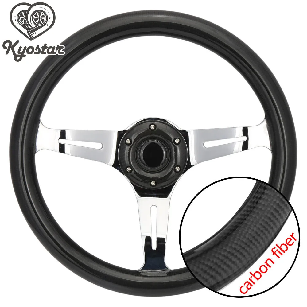 With Neo Chrome Silver Black Spoke Real Carbon Fiber Steering Wheel Universal 350mm 14
With Neo Chrome Silver Black Spoke Real Carbon Fiber Steering Wheel Universal 350mm 14