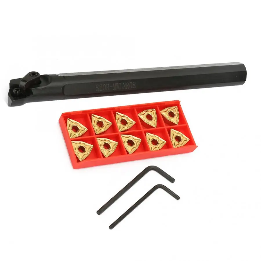 S20R-MWLNR08 20*200mm Lathe Turning Tool Holder with 10pcs WNMG0804 Blade knife lathe CNC Tool Holder
S20R-MWLNR08 20*200mm Lathe Turning Tool Holder with 10pcs WNMG0804 Blade knife lathe CNC Tool Holder