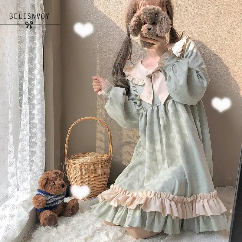 Japanese Cosplay Dress Girl Lolita Long Sleeve Dress Autumn Spring Preppy Style Bowknot Peter Pen Collar Ruffles Kawaii Dress
Japanese Cosplay Dress Girl Lolita Long Sleeve Dress Autumn Spring Preppy Style Bowknot Peter Pen Collar Ruffles Kawaii Dress