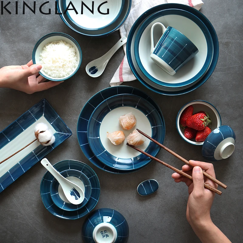 KINGLANG Japanese Restaurant HENGFENG Series Blue And White Ceramic Porcelain Bowl Dinner Set Charger Plates Tableware Set
KINGLANG Japanese Restaurant HENGFENG Series Blue And White Ceramic Porcelain Bowl Dinner Set Charger Plates Tableware Set