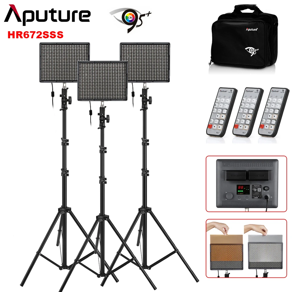 3 Units/Lot Aputure Amaran HR672S Led Video Light Panel SpotLight CRI95+ 5500K 2.4G Wireless Remote Control Battery Light Stand
3 Units/Lot Aputure Amaran HR672S Led Video Light Panel SpotLight CRI95+ 5500K 2.4G Wireless Remote Control Battery Light Stand