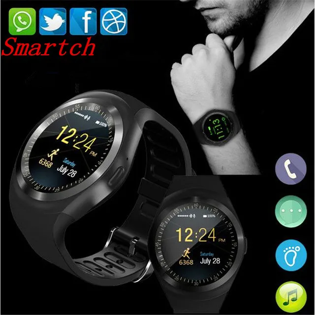 

Smartch Y1 Smart Watch Round Support Nano SIM &TF Card With Whatsapp And Facebook Men Women Business Smartwatch For IOS Android