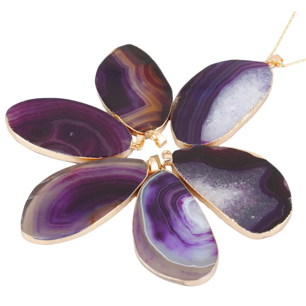 SUNYIK 1Lot (5Pc) Purple Agate Slices Pendant Gold Plated Edges Polished Irregular Shape Healing Reiki Crystal
SUNYIK 1Lot (5Pc) Purple Agate Slices Pendant Gold Plated Edges Polished Irregular Shape Healing Reiki Crystal