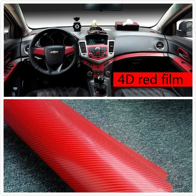 400 мм X 1520 4D углеволоконная виниловая красная пленка 3M автомобиля Стикеры