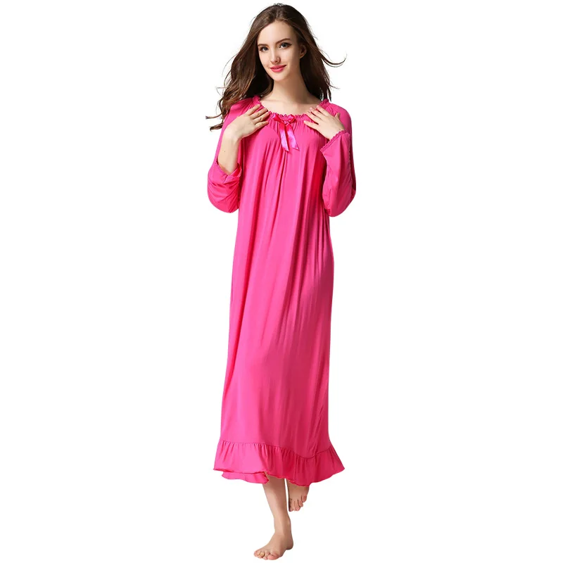Full Sleeve Lady Modal Nightdress Spring Autumn Casual Home Dress Solid Nightgown Nightwear Loose Sleepwear Women Negligee
Full Sleeve Lady Modal Nightdress Spring Autumn Casual Home Dress Solid Nightgown Nightwear Loose Sleepwear Women Negligee