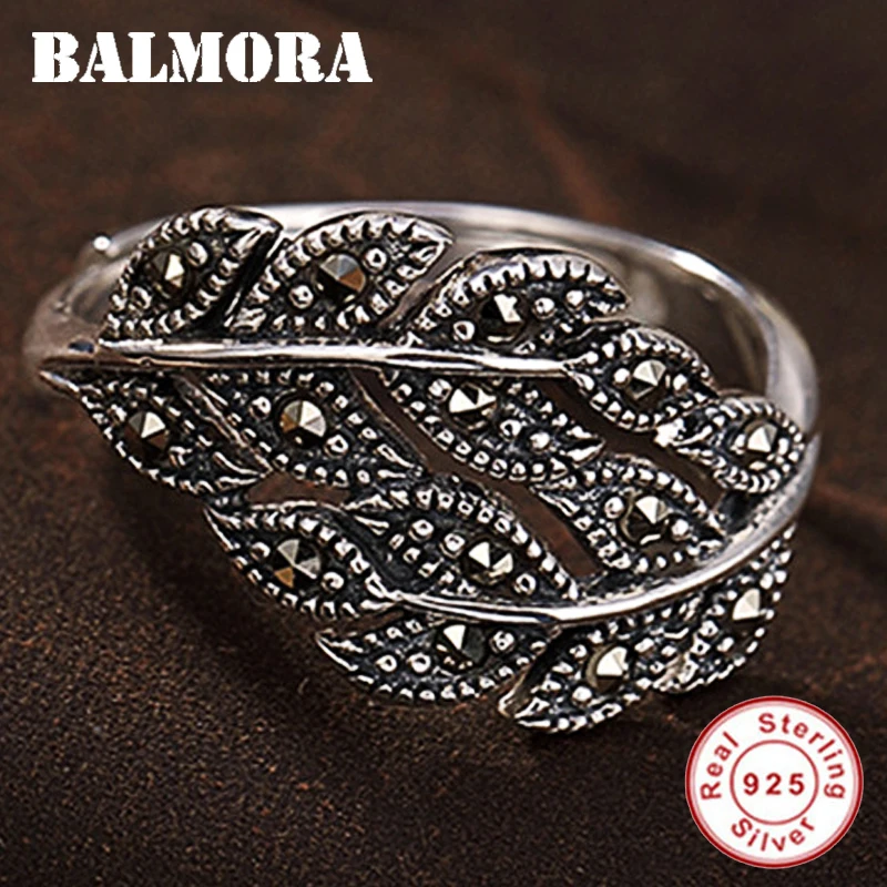 BALMORA 100% Real 925 Sterling Silver Leaf Mosaic Stone Resizable Rings For Women Retro Thai Silver Jewelry Anillos JWR3032
BALMORA 100% Real 925 Sterling Silver Leaf Mosaic Stone Resizable Rings For Women Retro Thai Silver Jewelry Anillos JWR3032