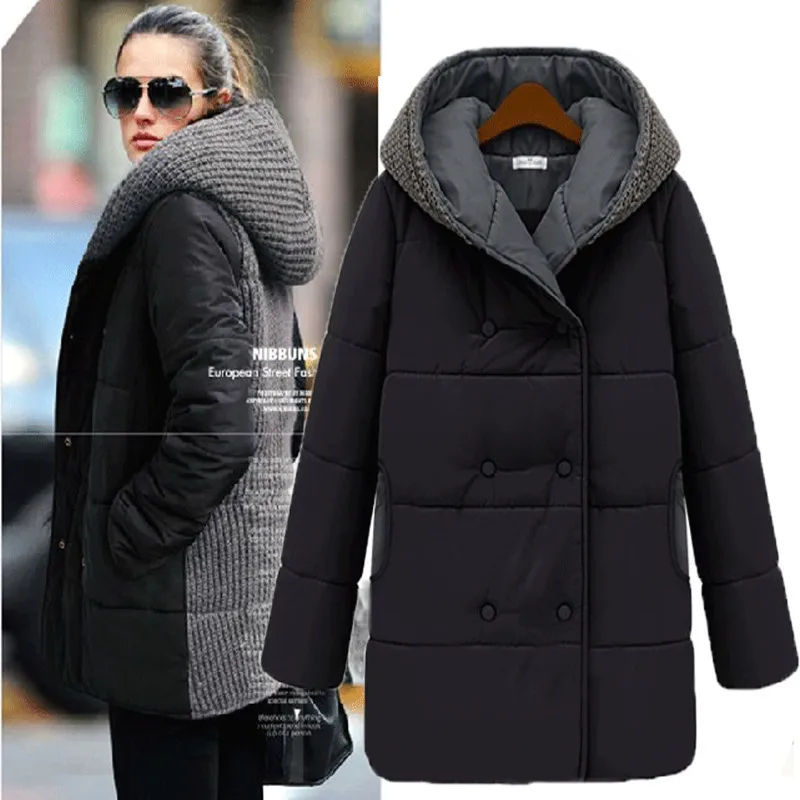 New Autumn Winter Women Coat Vestido Casual Plus Size Slim Knitting Patchwrok Hooded Thick Cotton Coat For Women Large Outerwear
New Autumn Winter Women Coat Vestido Casual Plus Size Slim Knitting Patchwrok Hooded Thick Cotton Coat For Women Large Outerwear