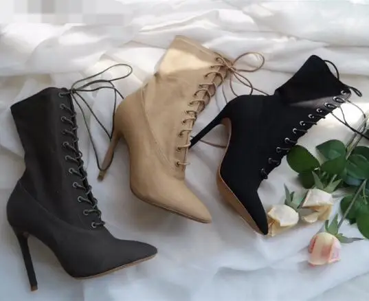 Fashion Design Woman Sexy Mid-Calf Boots High Heel Women Lace Up Ankle Boots High Quality Pointed Toe High Heel Woman Boots
Fashion Design Woman Sexy Mid-Calf Boots High Heel Women Lace Up Ankle Boots High Quality Pointed Toe High Heel Woman Boots