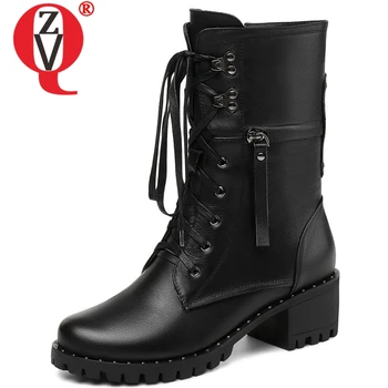 ZVQ winter new concise casual boots genuine leather shoes women round toe med square heel platform cross-tied zip mid calf boots
ZVQ winter new concise casual boots genuine leather shoes women round toe med square heel platform cross-tied zip mid calf boots