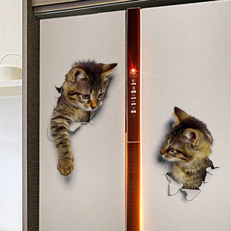 Милые водонепроницаемые 3D наклейки на стену сделай сам с изображением кошки для
