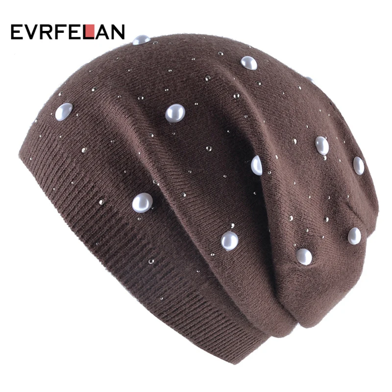 Evrfelan Winter Knitted Beanie Hat Women Fashion Pearls Rhinestone Hats For Ladies Soft Skullies Hat Cap Solid Color Gorros
Evrfelan Winter Knitted Beanie Hat Women Fashion Pearls Rhinestone Hats For Ladies Soft Skullies Hat Cap Solid Color Gorros