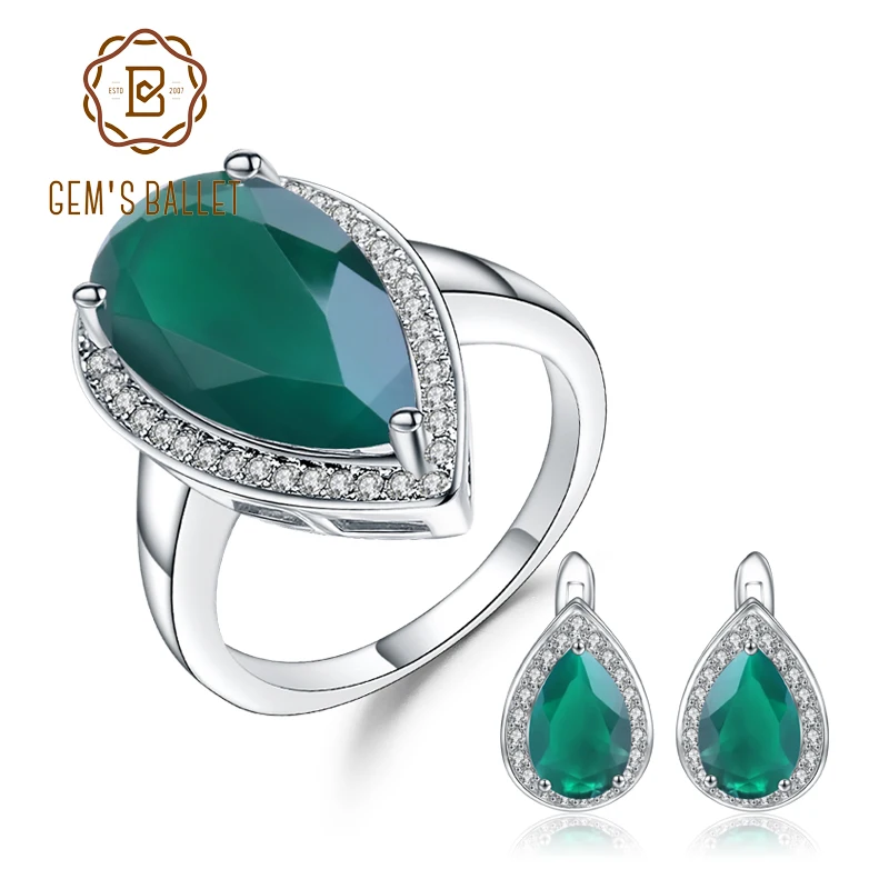 GEM'S BALLET Natural Water Drop Green Agate Earrings Ring Set 925 Sterling Silver Gemstone Jewelry Set For Women Fine Jewelry
GEM'S BALLET Natural Water Drop Green Agate Earrings Ring Set 925 Sterling Silver Gemstone Jewelry Set For Women Fine Jewelry