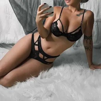 2Pcs Women Sexy Charm Lingerie Lace Bra Sets Solid Color Sheer Strappy Bra High Waist Hollow-Out Shorts Thong Ladies Nightwear
2Pcs Women Sexy Charm Lingerie Lace Bra Sets Solid Color Sheer Strappy Bra High Waist Hollow-Out Shorts Thong Ladies Nightwear