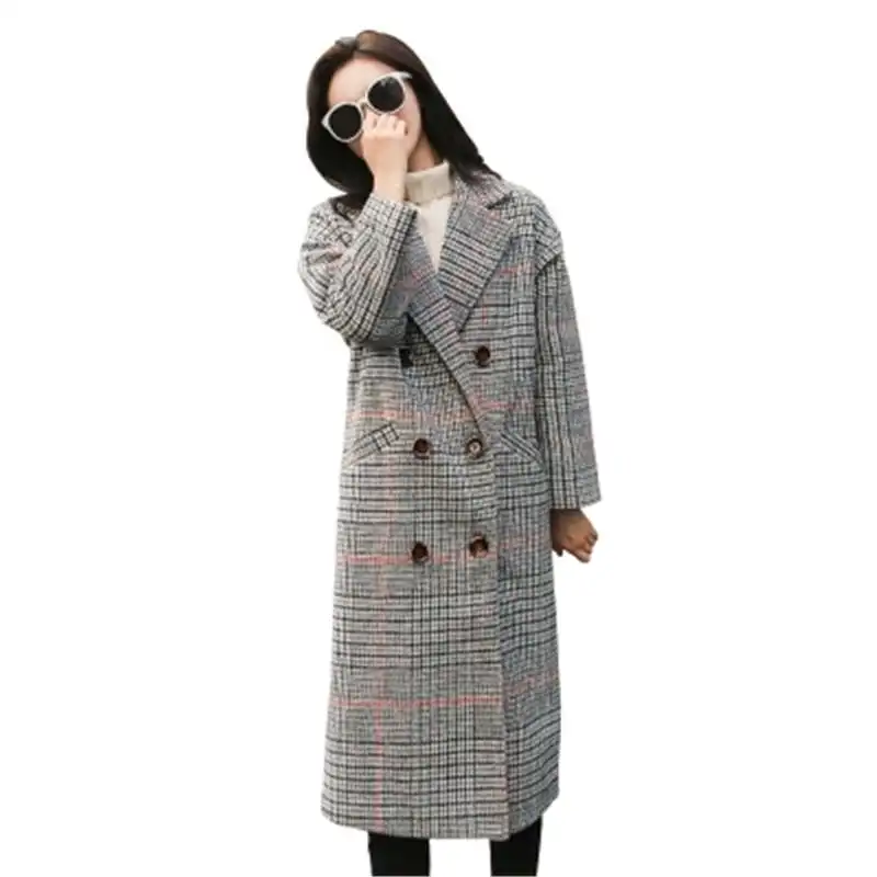 Retro Plaid Woolen Coat Female Long Korean 2019 Double Breasted Overcoat Wool Jacket Elegant Long Autumn Winter Clothes LA043
Retro Plaid Woolen Coat Female Long Korean 2019 Double Breasted Overcoat Wool Jacket Elegant Long Autumn Winter Clothes LA043