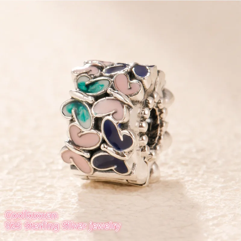 Бусина-зажим для браслета из серебра 100% пробы с синей эмалью 
Бусина-зажим для браслета из серебра 100% пробы с синей эмалью