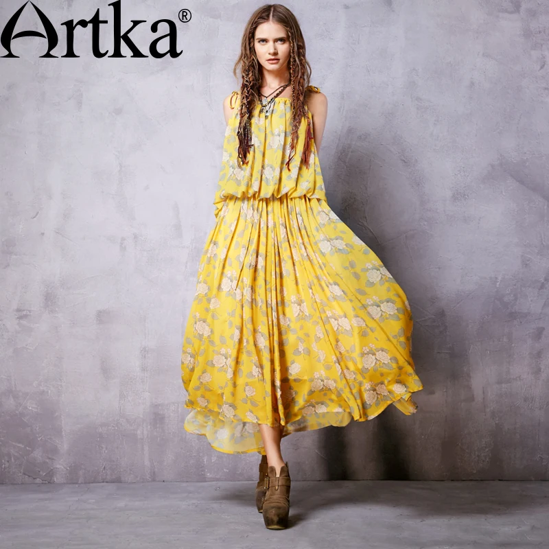 ARTKA Women's New Summer Vintage Print Sleeveless Off the Shoulder Strapless Floor-Length Chiffon Dress LA15068X
ARTKA Women's New Summer Vintage Print Sleeveless Off the Shoulder Strapless Floor-Length Chiffon Dress LA15068X