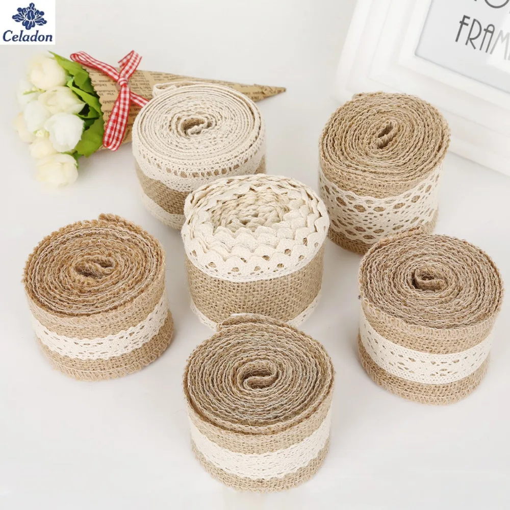Width 5cm/6cm Ivory Color 2M Natural Jute Rolls Burlap Hessian Ribbons with Cotton Lace For DIY ornament burlap wedding
Width 5cm/6cm Ivory Color 2M Natural Jute Rolls Burlap Hessian Ribbons with Cotton Lace For DIY ornament burlap wedding
