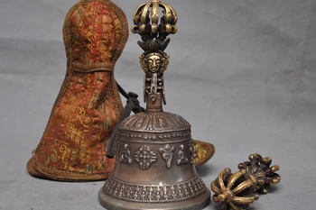 6.3" Tibet Temple bronze Eight treasures Buddha bell Ghanta Phurpa Vajra Dorje Set
6.3" Tibet Temple bronze Eight treasures Buddha bell Ghanta Phurpa Vajra Dorje Set