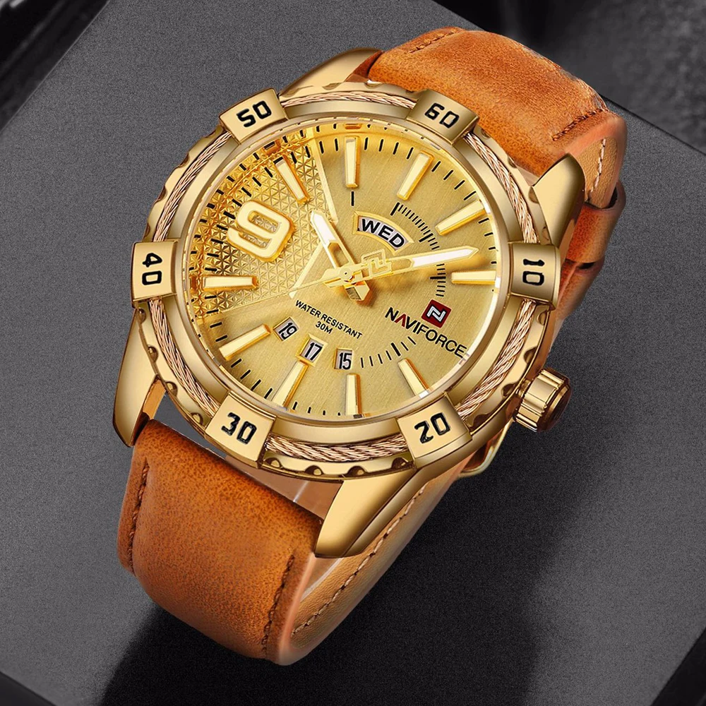 NAVIFORCE Brand Quartz Watch Men Leather Strap Military Sport Watches Waterproof 24 hout Week Date Wrist Watch Relogio Masculino
NAVIFORCE Brand Quartz Watch Men Leather Strap Military Sport Watches Waterproof 24 hout Week Date Wrist Watch Relogio Masculino