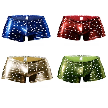 New Men Stars Printed Underwear Men Sexy Faux Leather Fashion Boxers Shorts Panties Male Tight Boy Satin Shiny Boxershorts
New Men Stars Printed Underwear Men Sexy Faux Leather Fashion Boxers Shorts Panties Male Tight Boy Satin Shiny Boxershorts