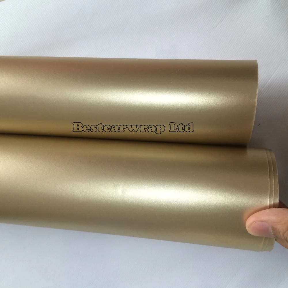 champagne satin matt vinyl car wrap Metallic light gold Car wrap stickers (4)