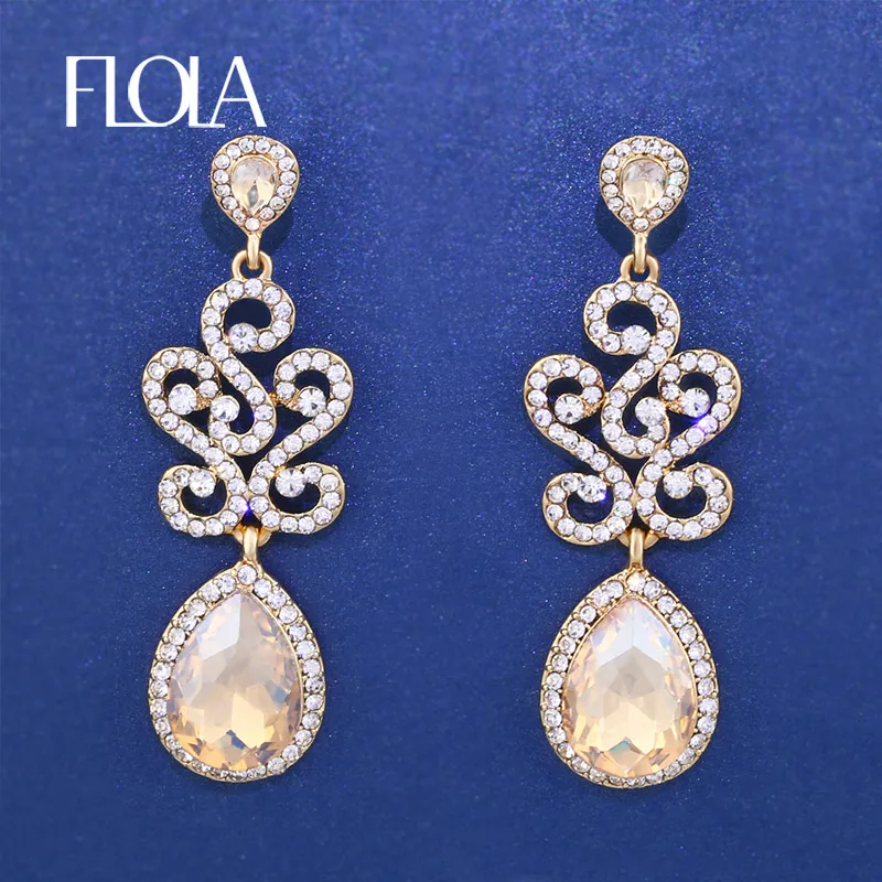 FLOLA Brand New Gold Crystal Wedding Earrings for Brides Gold Long Earrings with Crystals Tear Drop Wedding jewelry ersg87
FLOLA Brand New Gold Crystal Wedding Earrings for Brides Gold Long Earrings with Crystals Tear Drop Wedding jewelry ersg87