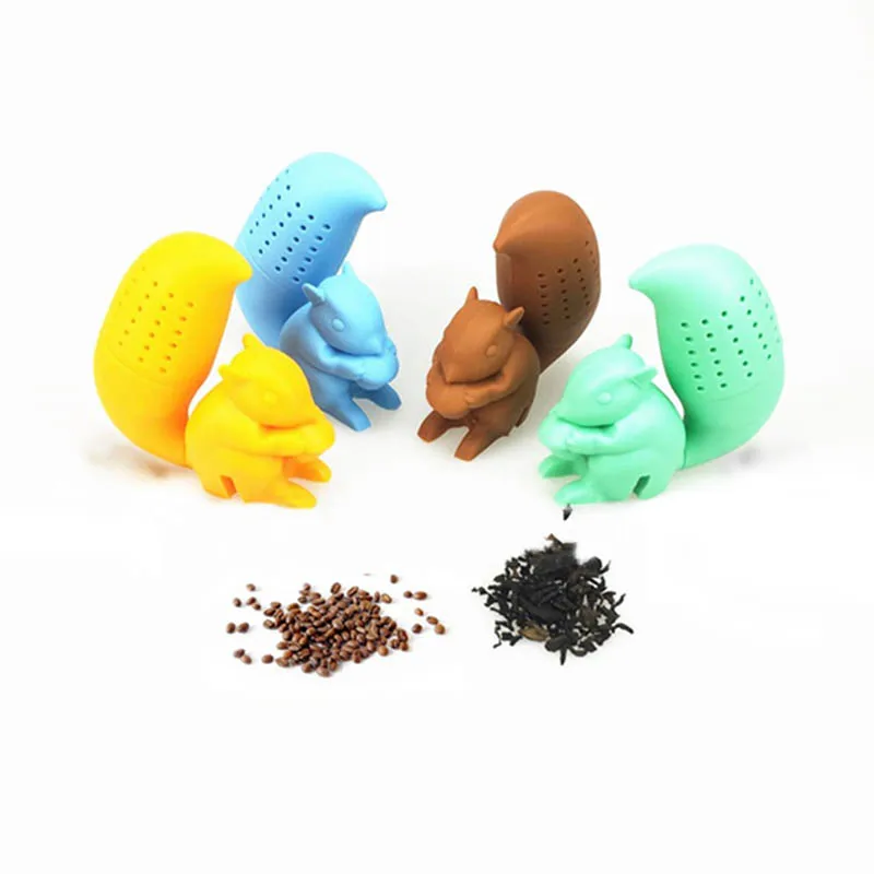 

1 PC Tea Strainer Diffuser Accessories Brewing Tea Device Reusable Silicone Herbal Spice Filter Tea Infuser Squirrel Shape