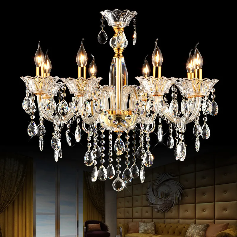 

LED Crystal Chandelier Modern Living Room Bedroom Lamp European Style Lobby Hotel Lamps Luxury Villa Creative Restaurant Lights