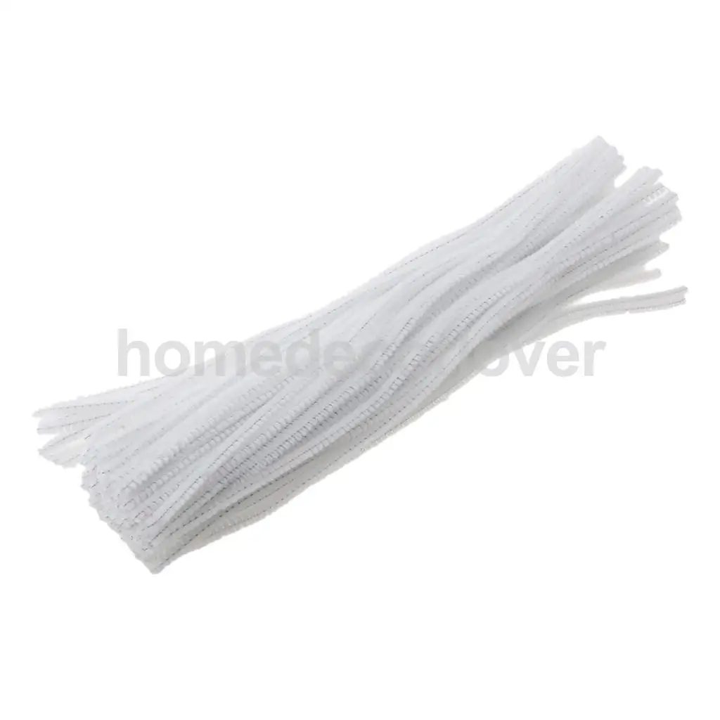 100 Pieces Chenille Stems Pipe Cleaners Kids Craft Twist Rods White & Black