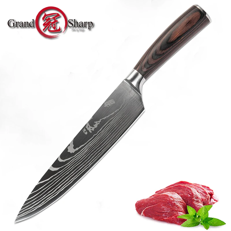 Grandsharp 8 Inch Chef Kitchen Knife Laser Damascus Pattern Stainless Steel Knife Kitchen Tools with Credit Card Knife Gift
Grandsharp 8 Inch Chef Kitchen Knife Laser Damascus Pattern Stainless Steel Knife Kitchen Tools with Credit Card Knife Gift