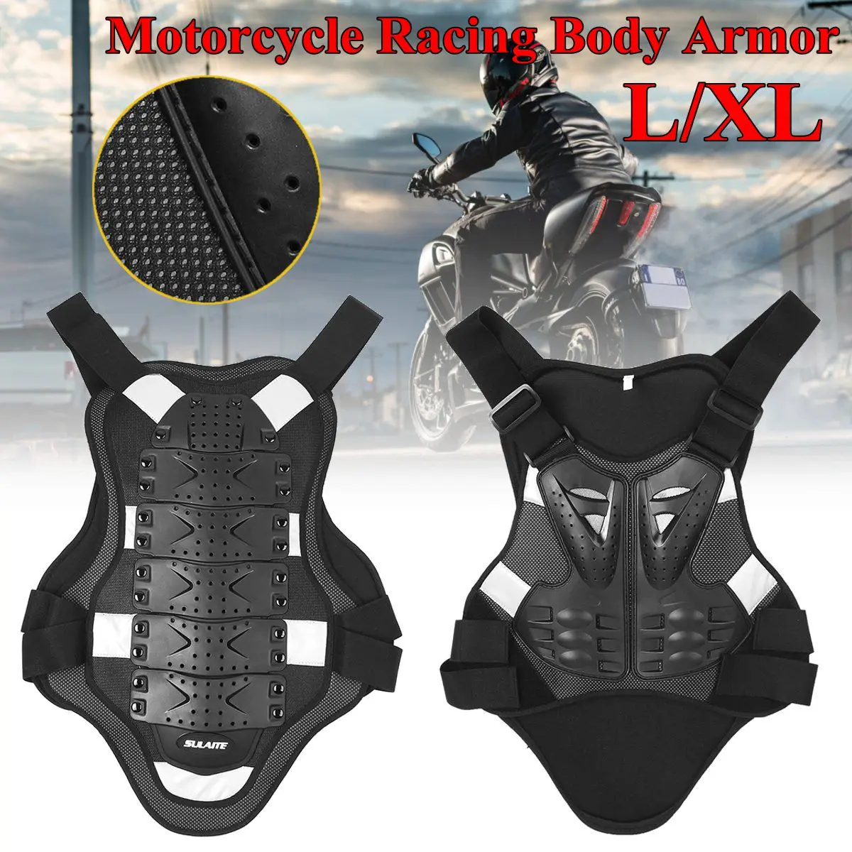 Black Motocross Racing Armors Motorcycle Off-Road Racing Jacket Armors Riding Body Protection With A Reflecting Strip Vest
Black Motocross Racing Armors Motorcycle Off-Road Racing Jacket Armors Riding Body Protection With A Reflecting Strip Vest