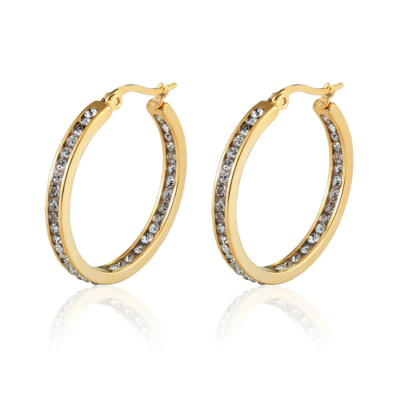 Hot Sale Inlay Zircon Half A Circle Hoop Earrings For Women Titanium Steel Gold Color Woman Crystal Earrings Jewelry Gift
Hot Sale Inlay Zircon Half A Circle Hoop Earrings For Women Titanium Steel Gold Color Woman Crystal Earrings Jewelry Gift