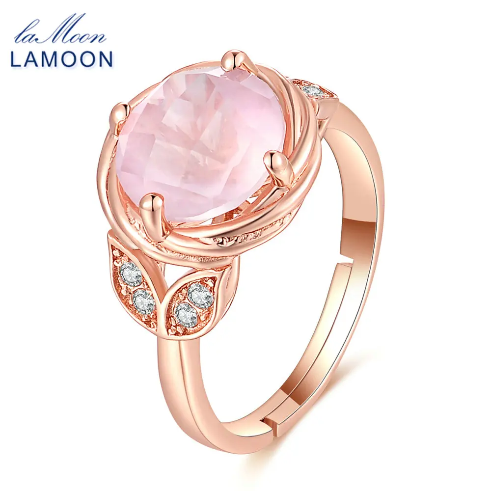 LAMOON- Flower 9mm 100% Natural Round Pink Rose Quartz Ring 925 Sterling Silver Jewelry Romantic Wedding Band LMRI016
LAMOON- Flower 9mm 100% Natural Round Pink Rose Quartz Ring 925 Sterling Silver Jewelry Romantic Wedding Band LMRI016