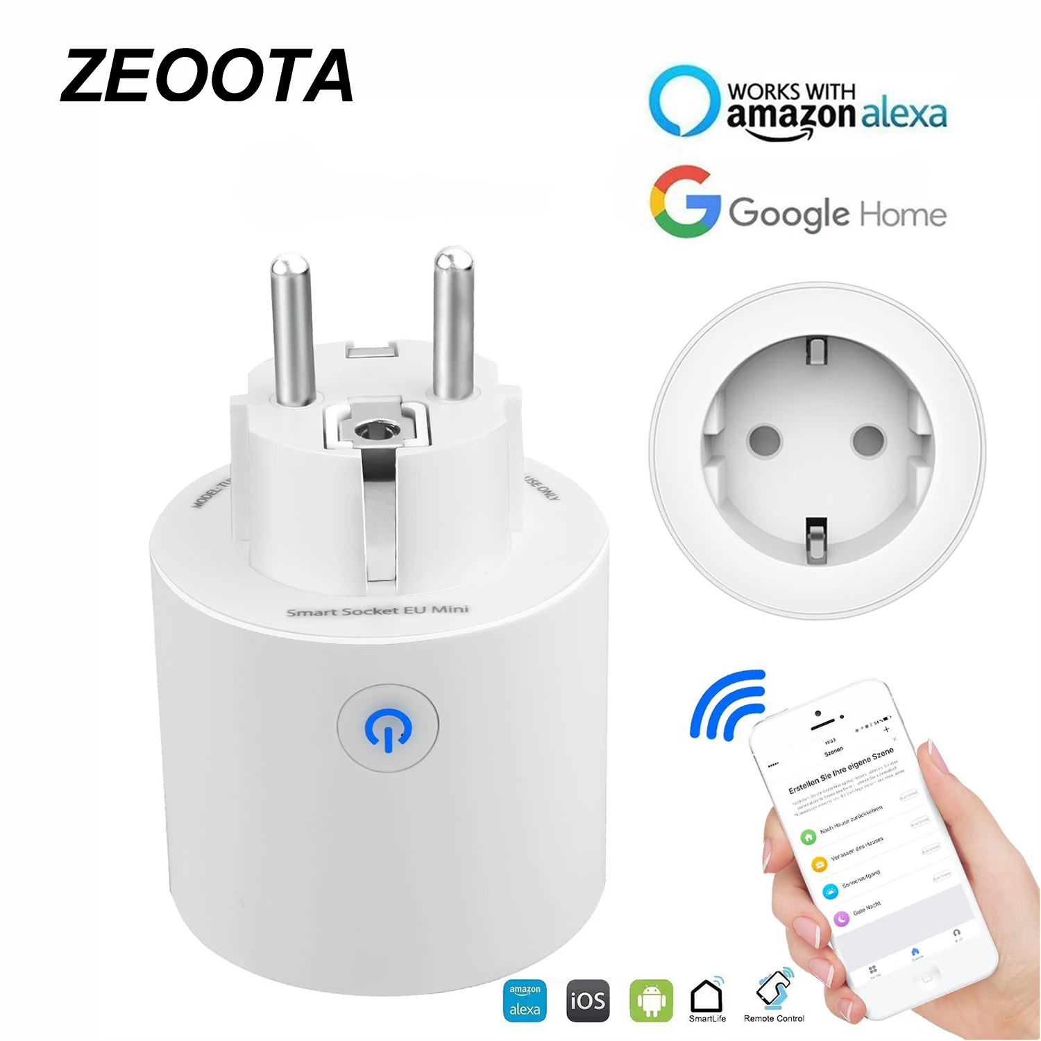 

Wifi Smart Power Plug EU Outlet Sockets Remote Voice/APP Control Timing Function Homekit Works with Amazon Alexa Google Home