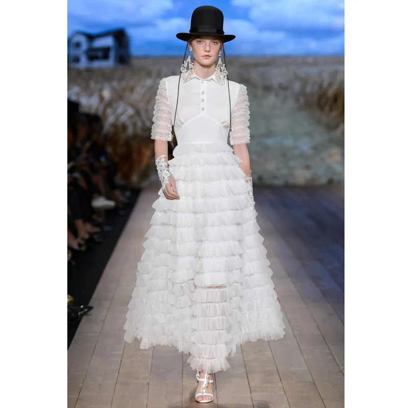 Summer Cowboy Splicing Pleated Tulle T shirt Dress Women Solid Color White Clothes New Fashion 2018 Button Up Maxi Gown Dress
Summer Cowboy Splicing Pleated Tulle T shirt Dress Women Solid Color White Clothes New Fashion 2018 Button Up Maxi Gown Dress