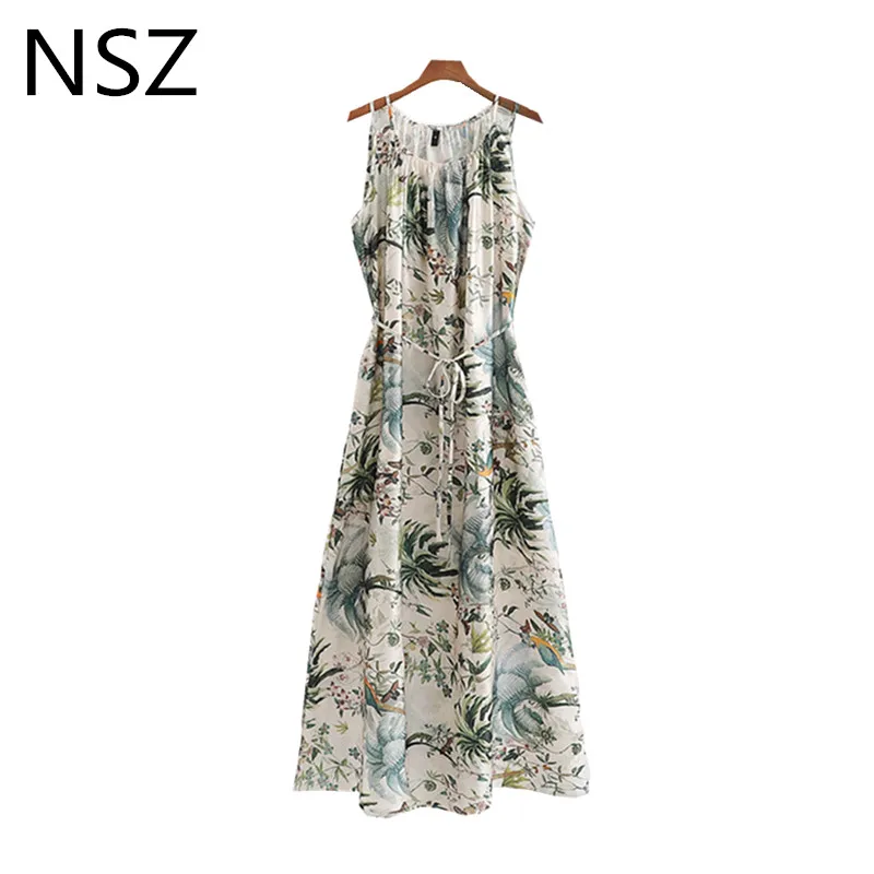 NSZ Women Floral Print Long Maxi Dress Sleeveless Summer Tank Dress Round Collar With Belt Casual Dresses Vestidos
NSZ Women Floral Print Long Maxi Dress Sleeveless Summer Tank Dress Round Collar With Belt Casual Dresses Vestidos